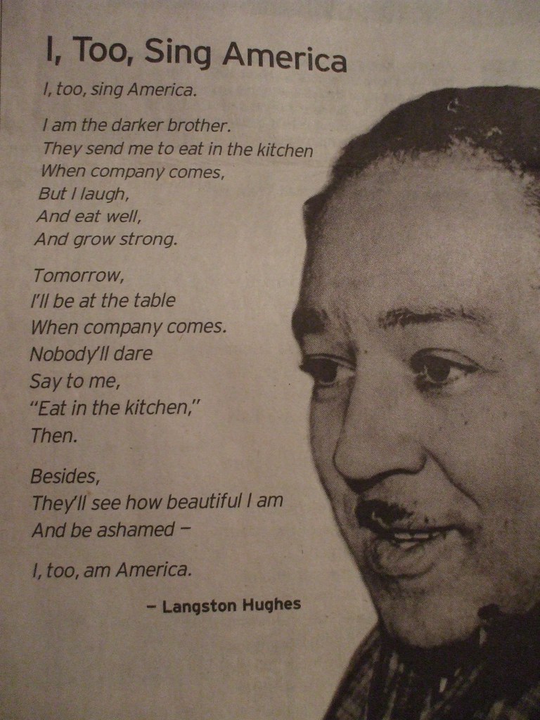 In honor of #BlackHistoryMonth, one of my favorite African American poets, #LangstonHughes, with his timeless lines: 'I, Too, Sing America.'