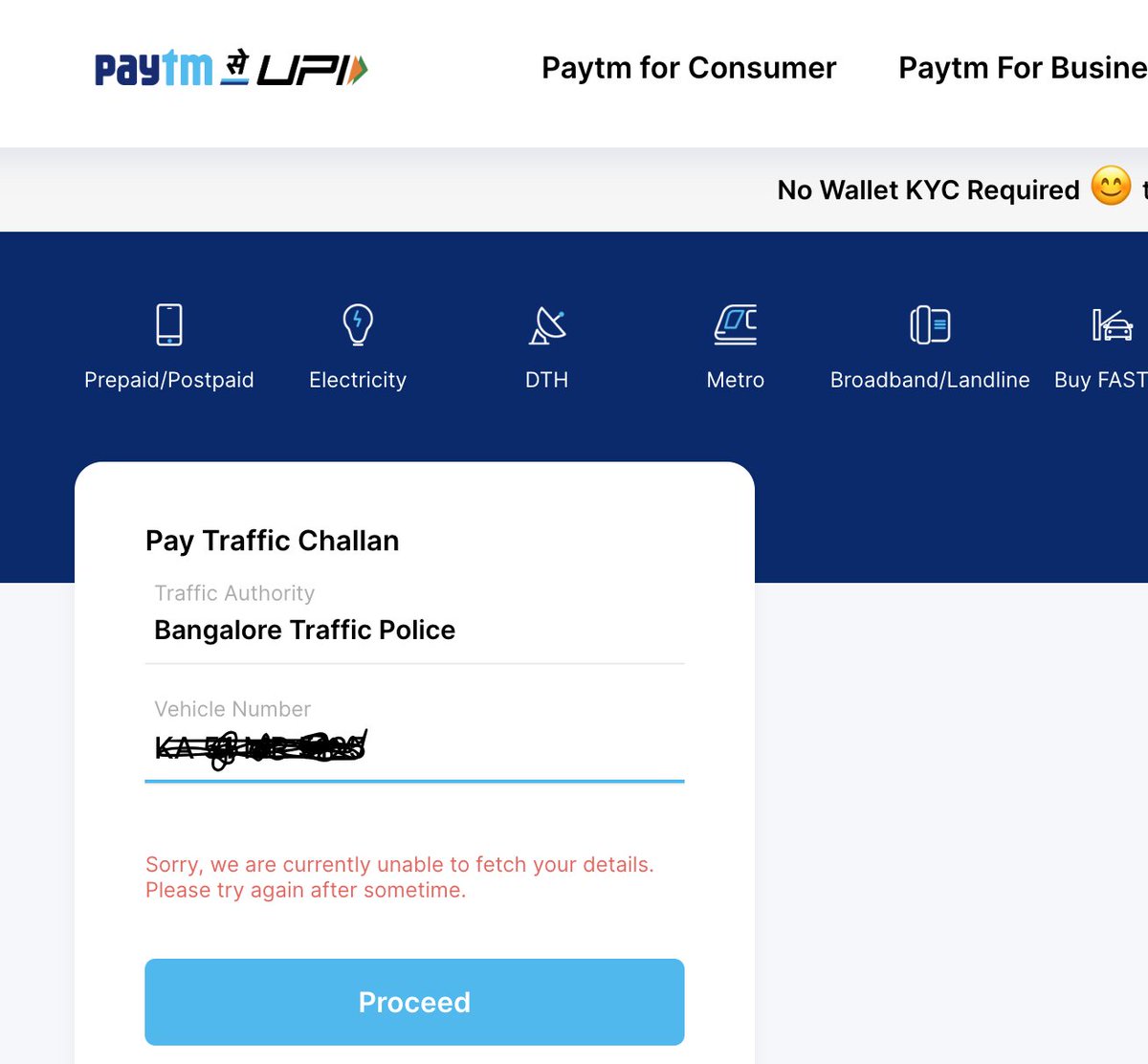 imagine_ajith's tweet photo. @blrcitytraffic Not able to pay fines online. https://t.co/A1BOPRCJ38