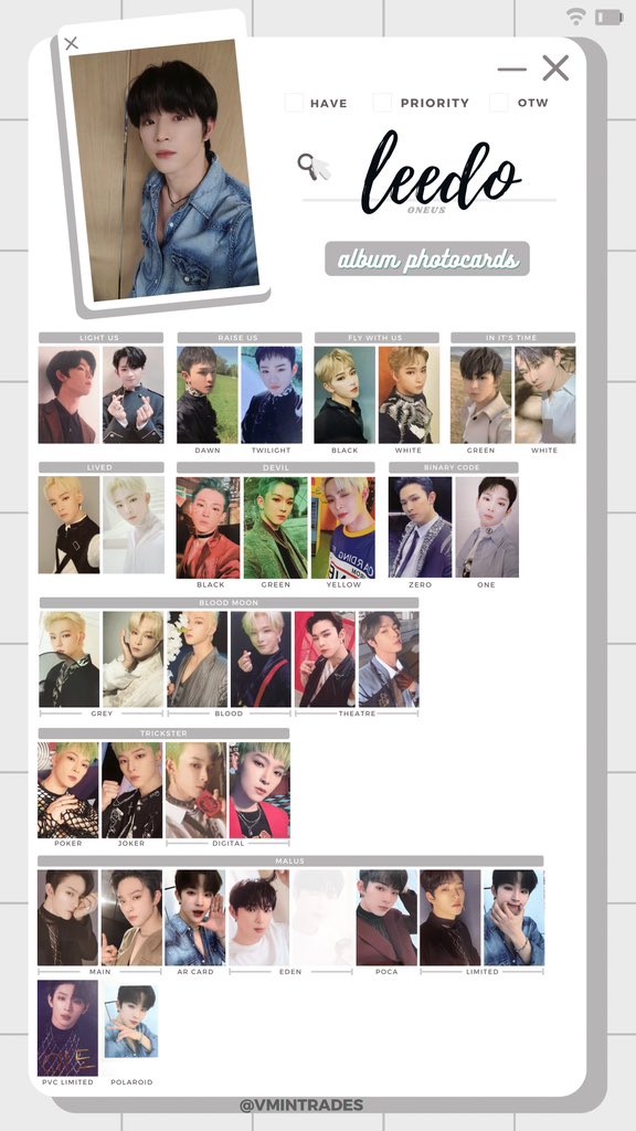 xyu_uwux's tweet photo. WTT oneus pc

Have: Hwanwoong eden ver
Want: Leedo
Located: USA

@oneustrade https://t.co/gtnDZ8bvD0