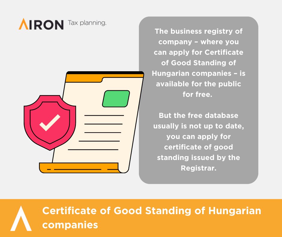 AironTrust's tweet image. #airon #certificate #goodstanding #hungary

🇭🇺 Certificate of Good Standing of Hungarian companies

You can find further information under the following link ➡️ odoo.airon.hu/r/eWY
