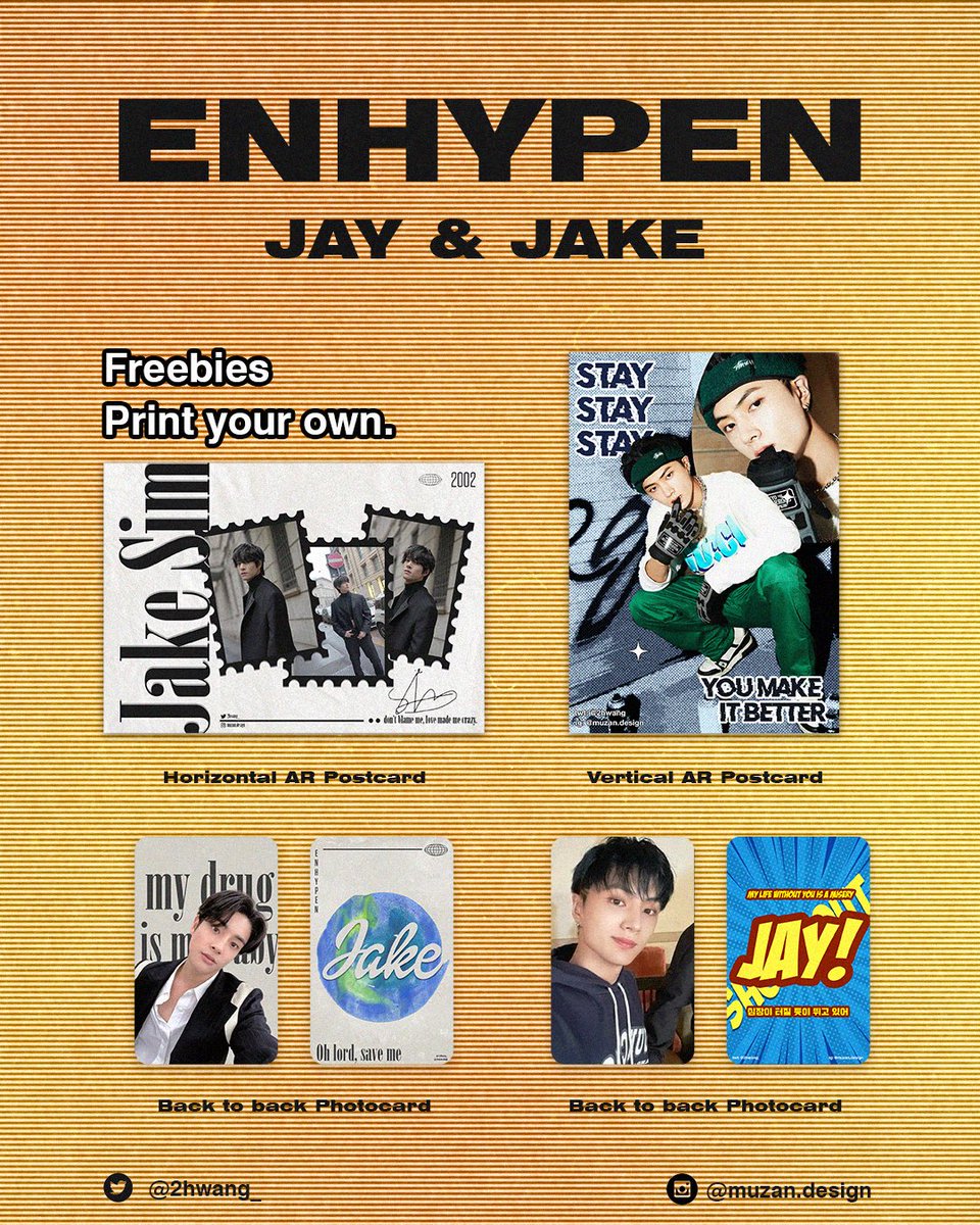97leclercs's tweet photo. Enhypen Jay &amp; Jake Manifesto Freebies
You can print your own.
Size of Postcard is A6 
Photocard: standard size
Postcard is AR. Check the post thread to know how to scan your postcard
Limited to 50 scans per month 💕
#enhypen #jay #jake #MANIFESTO_IN_MANILA https://t.co/9nRpEIrZ1M