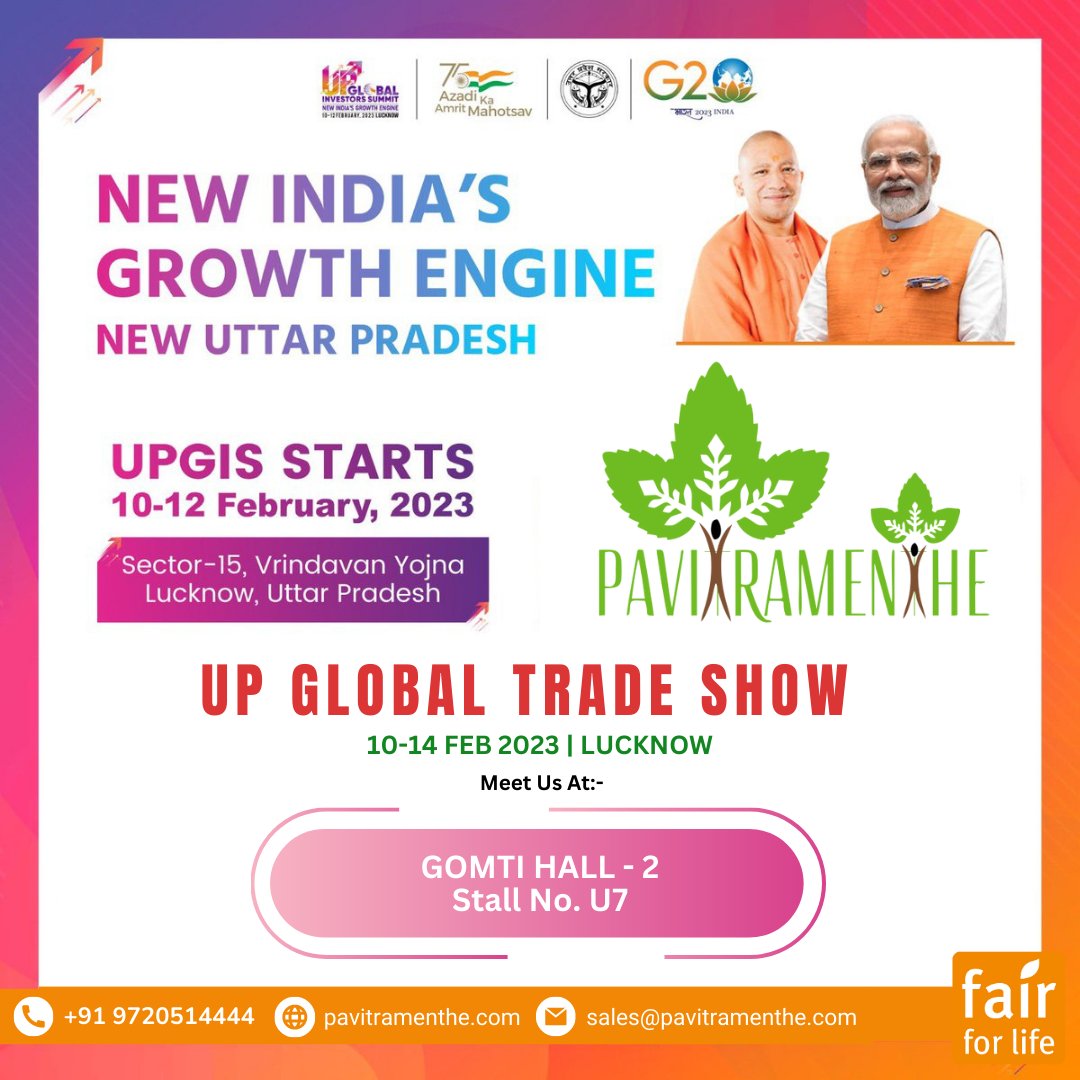 organic_fair's tweet photo. You are invited to join the U.P. Global Trade Show from the 10th to the 14th of February.
Hon'ble Prime Minister of India, Shri Narendra Modi will inaugurate the Trade Show, in the august presence of UP CM Yogi Adityanath.
Venue: Vrindavan Yojana, Lucknow 
Time: 4 PM onwards https://t.co/LxzqemMrPD