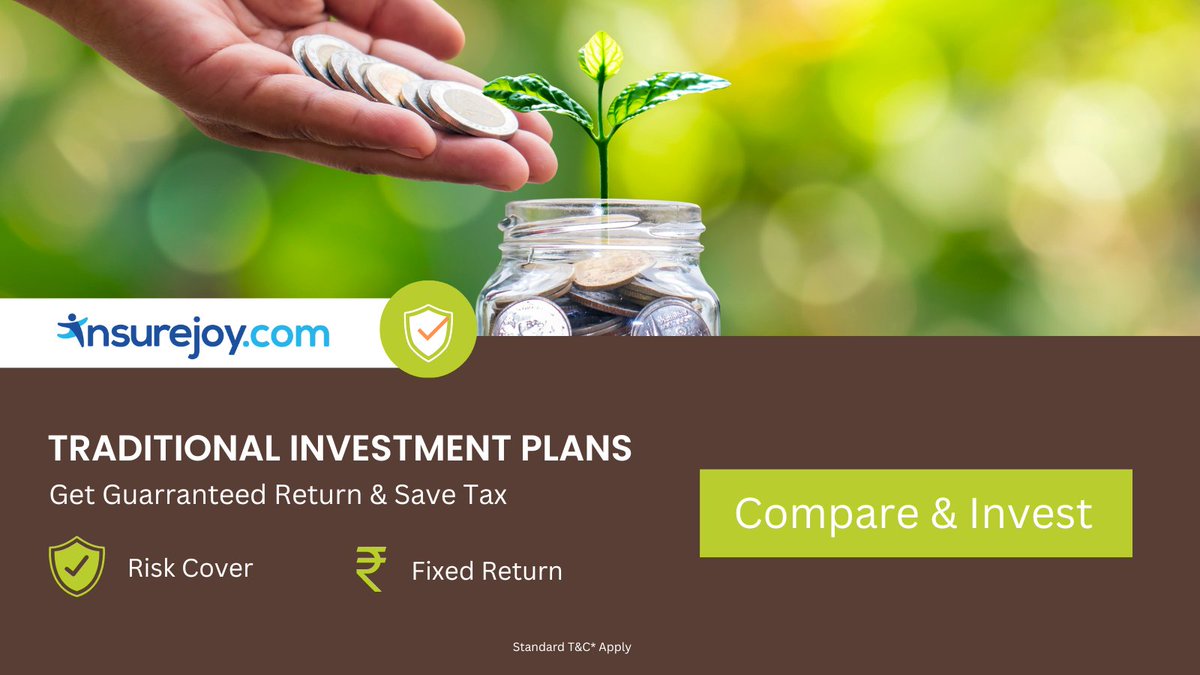 Guaranteed Return Investment Plans - Get Twin Benefit of Life Cover and Fixed Return

Compare &amp; Invest Today: insurejoy.com/investment-pla…

#insurance #Investments #GuaranteedReturns #traditionalinvestment #savetaxes #insurejoy