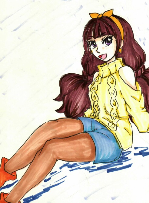 天ノ川きらら 「#ニットの日過去絵、秋服きらら。 」|沖庵のイラスト