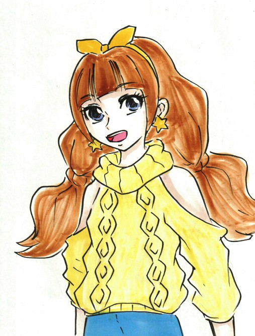 天ノ川きらら 「#ニットの日過去絵、秋服きらら。 」|沖庵のイラスト