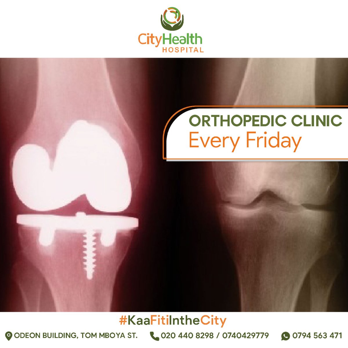 Visit us this and every Friday for quality and comprehensive care. 

#KaaFitiIntheCity #Orthopediccare