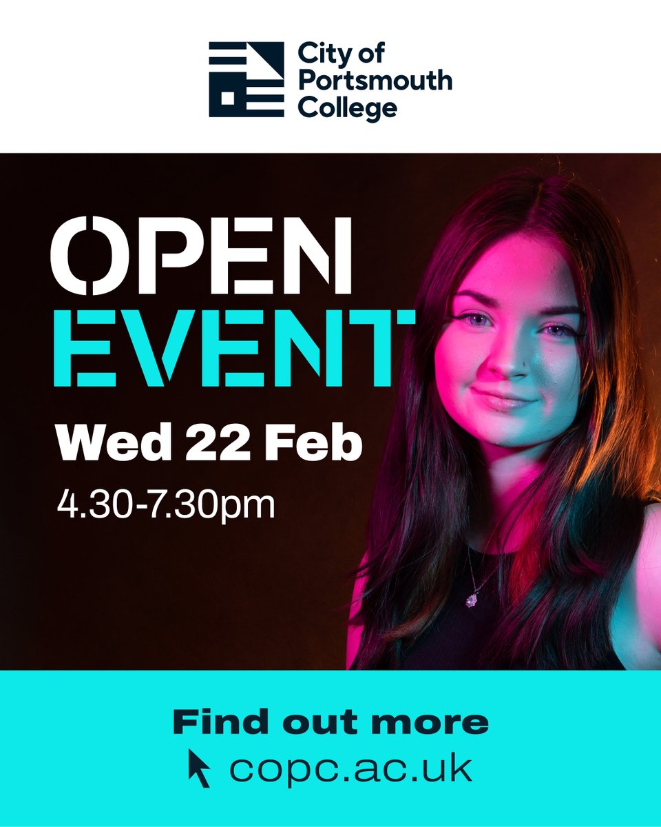 The City of Portsmouth College Open Event is on Wednesday 22 February from 4.30pm to 7.30pm.
