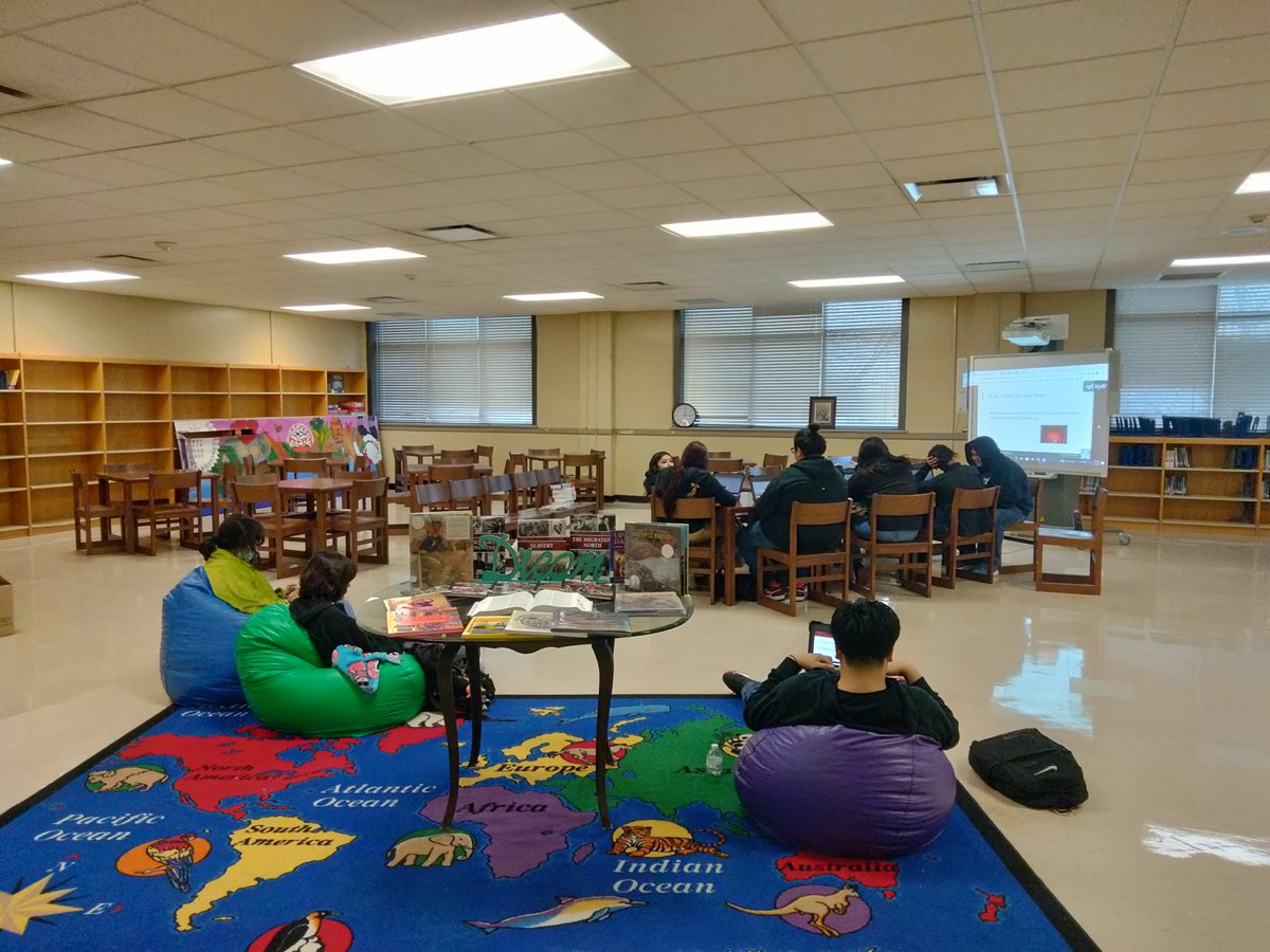 MsWArmstrong's tweet image. &quot;Do we get to go with you today?&quot; Small group interventions in the library warm my heart (and the library)! #LearningIsRequired @NavarroMS_HISD @tudon_martinez @emet_crz