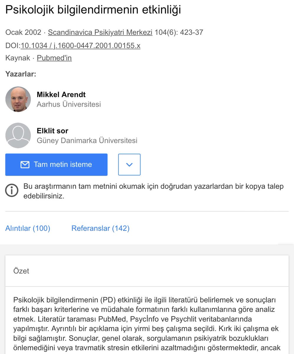 rmznaydnpdr's tweet photo. “Psikolojik Debriefing” ZARARLI…

Değerli meslektaşlarım bilimsel çalışmalarda etkisi olmadığı ve bireylere zarar verebileceği ile ilgili sonuçlar var. O yüzden bilimsel etkisi ve güncel olmayan yöntemleri afetlerde kullanmayalım ve afet eğitiminde anlatmayalım. Aksi takdirde ++ https://t.co/eWKWPbNdWU