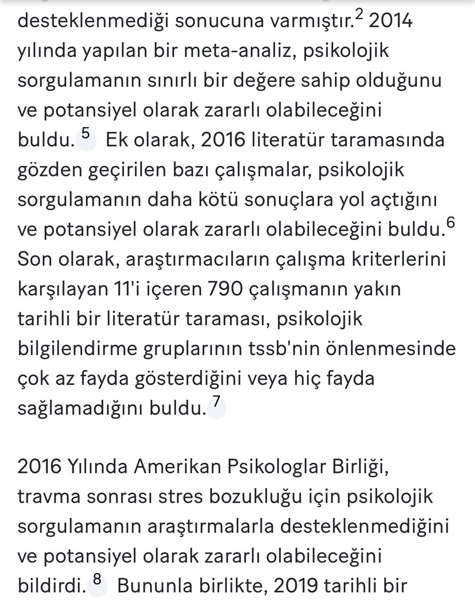 “Psikolojik Debriefing” ZARARLI…

Değerli meslektaşlarım bilimsel çalışmalarda etkisi olmadığı ve bireylere zarar verebileceği ile ilgili sonuçlar var. O yüzden bilimsel etkisi ve güncel olmayan yöntemleri afetlerde kullanmayalım ve afet eğitiminde anlatmayalım. Aksi takdirde ++