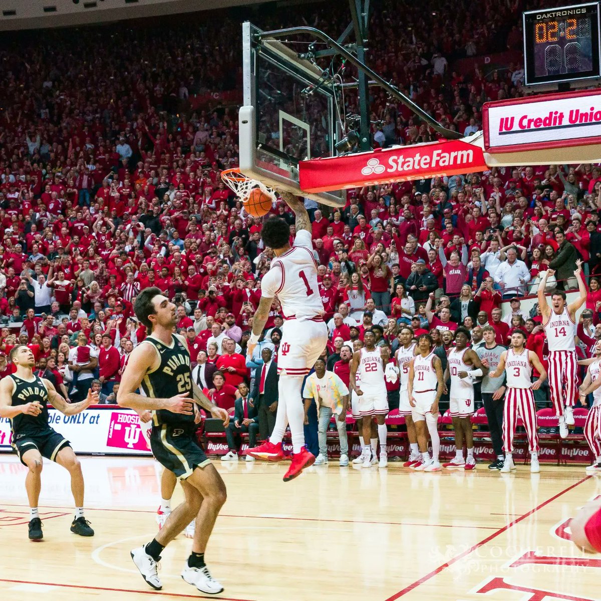 Indiana Hoosier Jalen Hood-Schifino scores the winning basket over #1 ranked Purdue Boilermakers.

#iubb #indiana #hoosiers #iu #indianauniversity #HoosierNation #hoohoohoohoosiers #red #white #ncaa #bigten #college #basketball #hoops #sports #sportsphotography #cocherellphoto