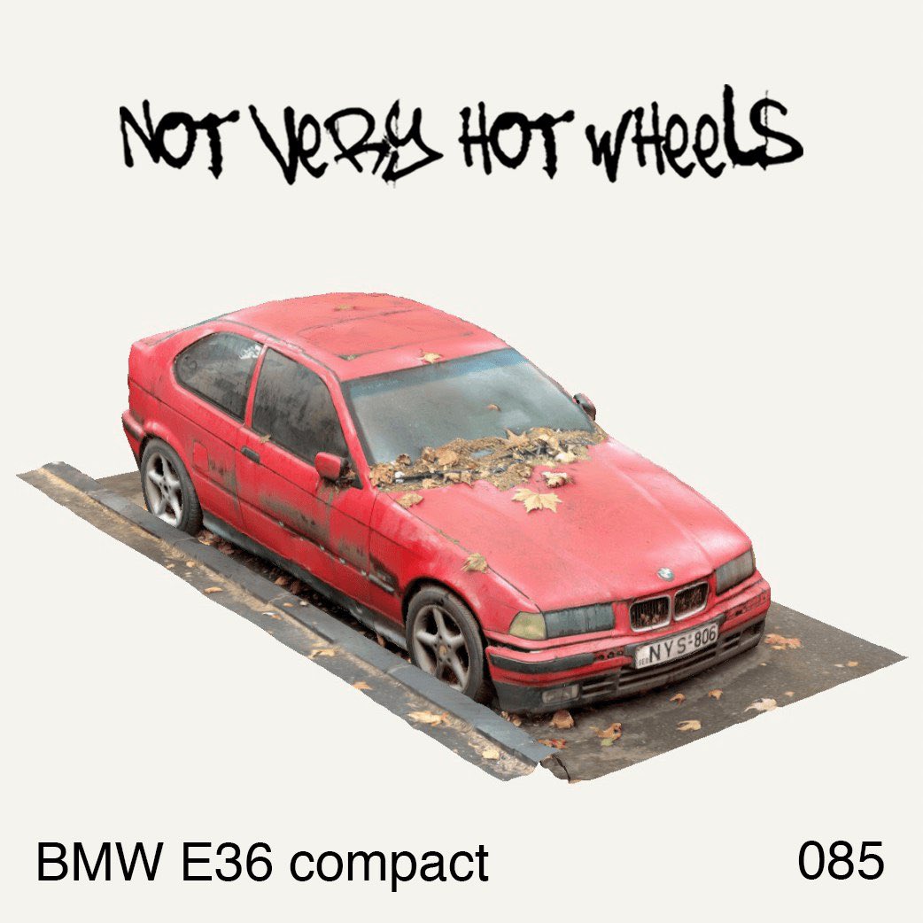 NotVeryHWheels's tweet photo. BMW E36 compact 085
It’s a 3D model of real german abandoned car BMW E36 compact in very good condition but without moving a lot time.
1/1 Price: 0.03 ETH #NotVeryHotWheels #nftcollecters #NFTCommunity #NFTs
https://t.co/09n3jvkD7J https://t.co/0nfL8JC3x5