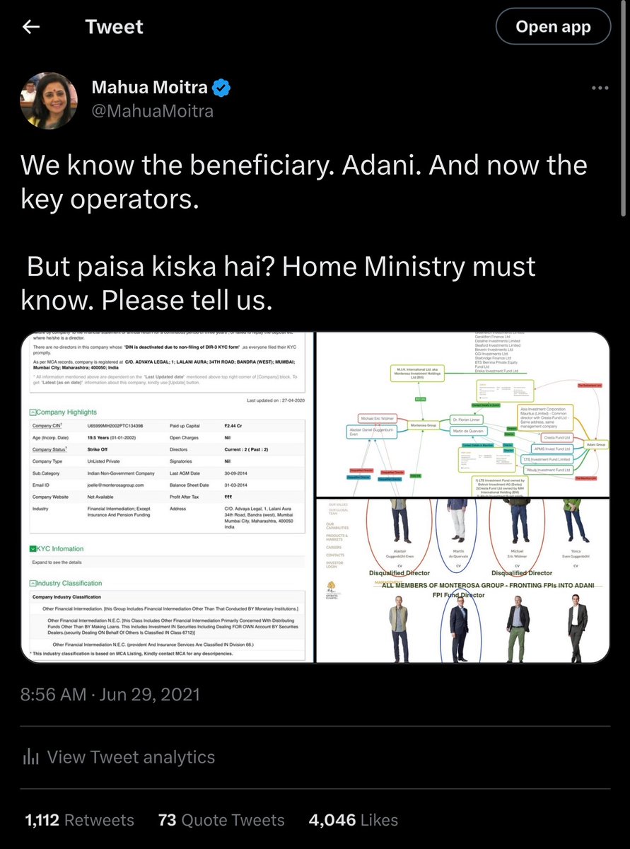 I pointed out in June 2021 how funky fund FPI directors fronting for Adani. 
Today <a href="/andymukherjee70/">Andy Mukherjee</a>  at <a href="/opinion/">Bloomberg Opinion</a> says same thing.

No conspiracy. Simple brains. Wake up <a href="/SEBI_India/">SEBI_Awareness</a>