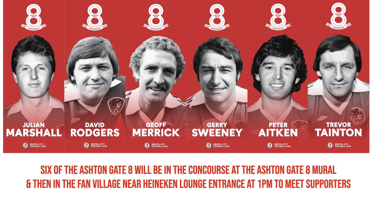 BCFC_FPA's tweet photo. AG8 Events for Saturday - 1pm - 6 of the Ashton Gate 8 walking concourse and fan village - 2:45pm - Take seats to show appreciation to the Ashton Gate 8 
- 3:08pm (8:01.. 8:02.. 8:59 on Matchday Clock) - A minutes applause https://t.co/BLjKMcwevs