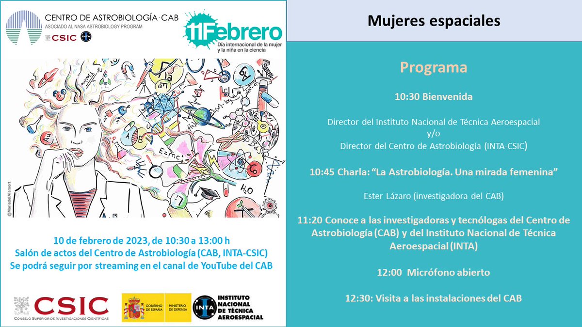 UCC_INTA's tweet photo. Hoy en el @C_Astrobiologia tenemos otra actividad enmarcada en el @11defebreroES. 👩🏾‍🔬
Podéis seguirla por streaming en el canal de YouTube del CAB: ⬇️
https://t.co/S0CVFPCmkh https://t.co/ocwAjcVFBe