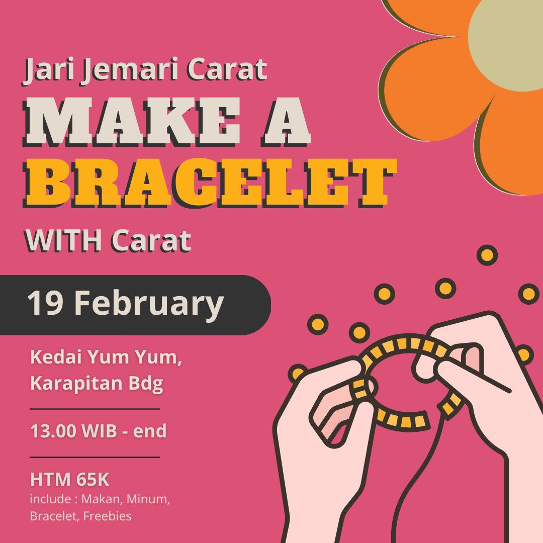 carat_its's tweet photo. THE WAIT IS OVER!!

Pendaftaran untuk jari-jemari carat sudah dibuka 💎

🏡 Kedai Yum-Yum Karapitan
🗓 Minggu, 19 Februari 2023
⏰ 13.00 - selesai

Link pendaftaran ada di bio 💕 https://t.co/o04pkwndmw