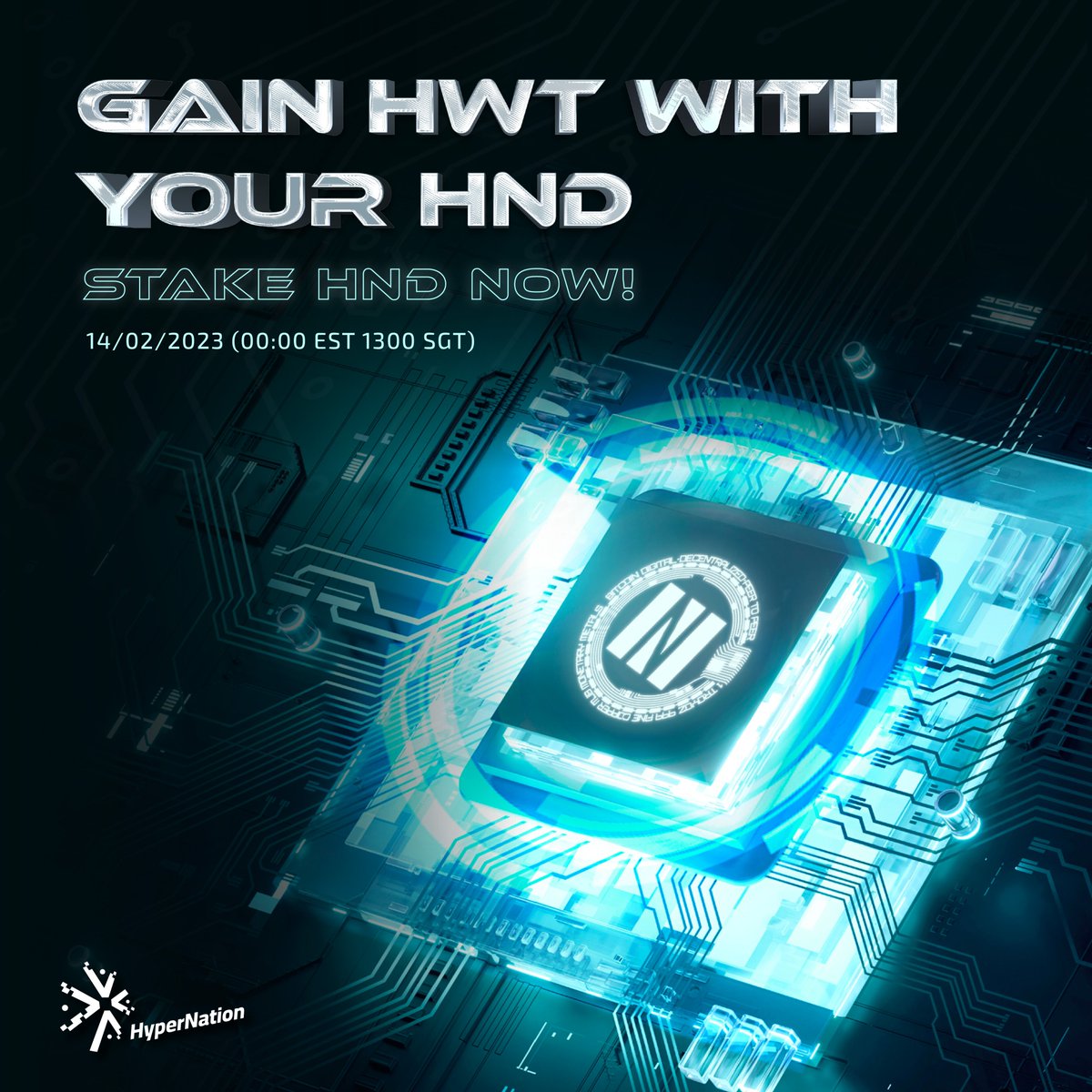 Gain with staking. 

Turn your HND to HWT by staking!

🗓Mark your Calendar ⏳
14/02/2023 (00:00 EST 1300 SGT) 🕛

Check here 🔽
🌐 h5.hypernation.io/landing
