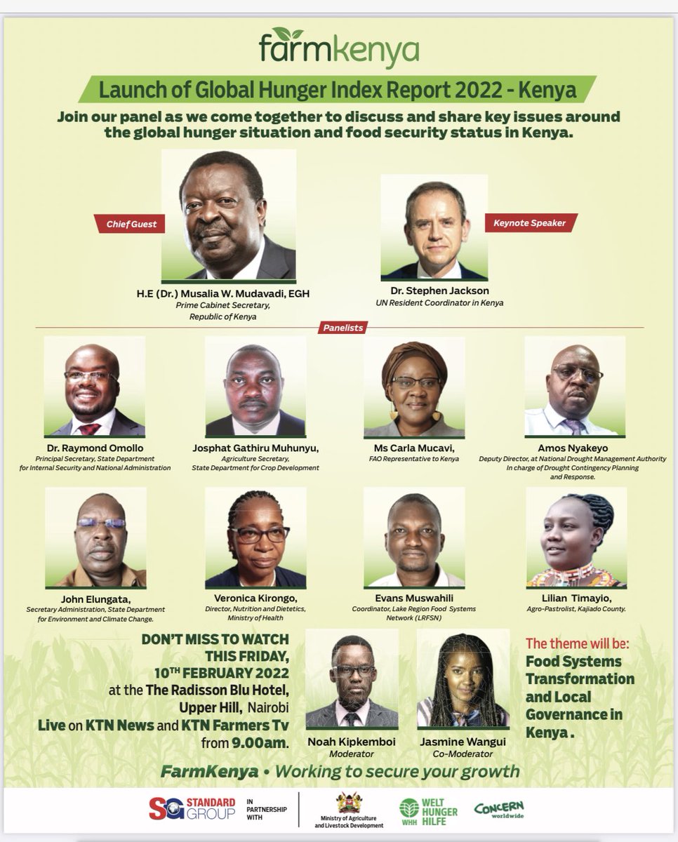 ThatKimaisa's tweet image. What are some of the recommendations the Kenyan Government can consider in ending or reducing Food Shortage?
#GlobalHungerIndex2022