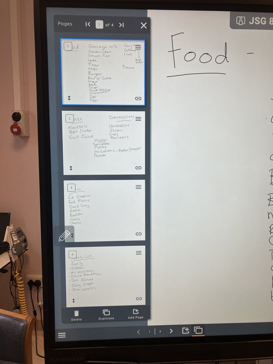 The clevertouch screen making its debut in @InruTrafford CCD project group. Party planning in preparation for #swallowingawarenessday. Both staff and patients getting involved #mySLTday #MDT #neurorehab