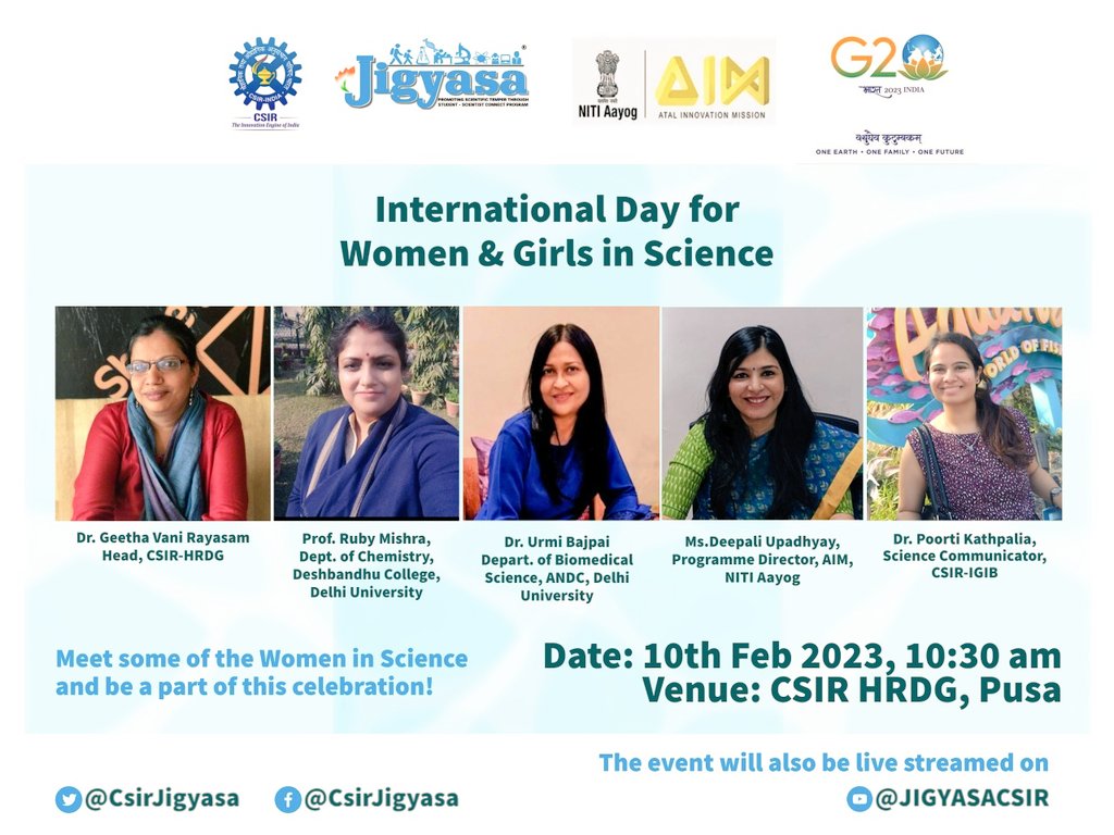 ruby_mishradu's tweet photo. CSIR - HRDG as a part of the #InternationalDayofWomenandGirlsinScience Delivered talk in #jigyasa to school students @CSIR_IND on  10th February 2023 
@UnivofDelhi @DeshbandhuColl1 @shekhar_mande @SunilAmbekarM @PraveenRamadas https://t.co/CD25gBNQ1K