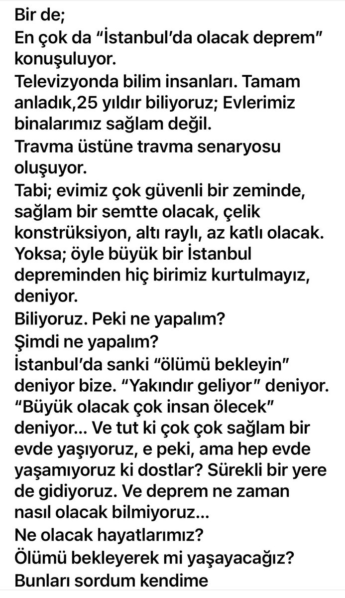 “Korku ve endişe dolu bir gelecek.”

Yazımda bu sabah, sorularımı, kaygılarımı dile getirmek istedim…