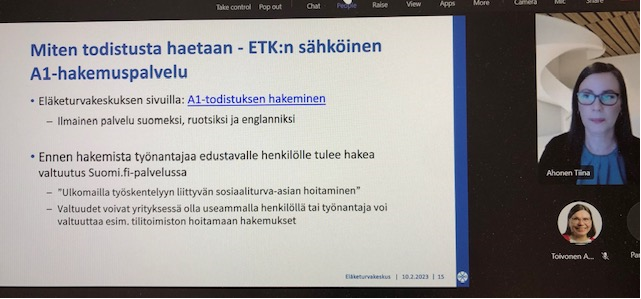 Reilut 400 työnantajaa kuulolla #A1todistuksen hakemisesta #työmatkoille. Vuorossa <a href="/TiinaAhonen2/">Tiina Ahonen</a> joka käy läpi A1-hakemista käytännössä.