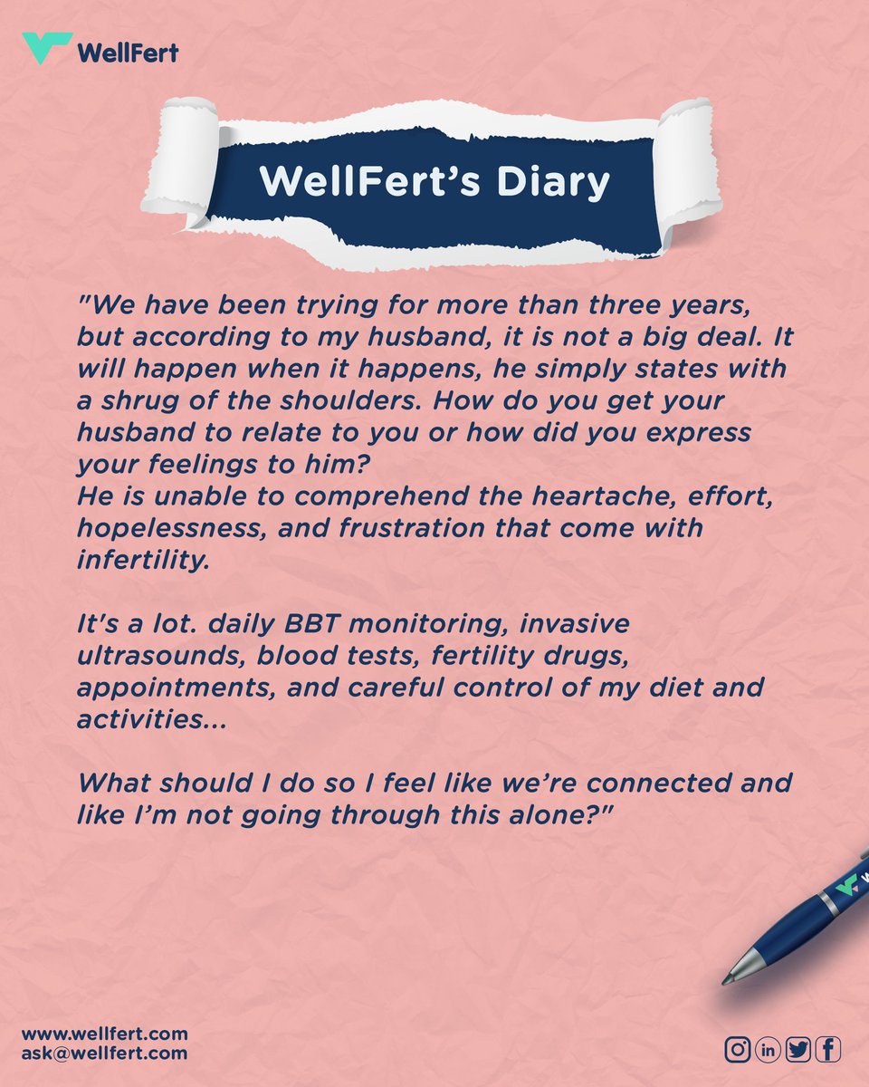 WellFert's tweet photo. How did you get your partner to realise you're in this together?
#infertilitysucks #ownyourstorywithwf #wellfert #wfcommunity #fertilitycommunity #infertilityawareness #infertilitytopregnancy #infertilityrisk #fertilityclinicinlagos https://t.co/Pkbdm5W9z2