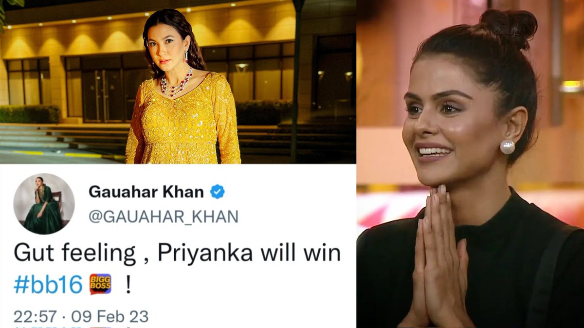 #BiggBoss Ex Winner #GauaharKhan Tweets ' Gut Feeling, Priyanka Will Win #BB16 '

#PriyankaChaharChoudhary #PriyankaPaltan #Priyanka #BiggBoss16