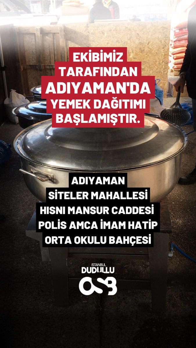 Ekibimiz tarafından Adıyaman'da sıcak yemek dağıtımı başlamıştır.
📍Adres: Adıyaman Siteler Mahallesi Hısnı Mansur Caddesi Polis Amca İmam Hatip Orta Okulu Bahçesi

<a href="/ahbap/">Ahbap</a> <a href="/AFADBaskanlik/">AFAD</a> <a href="/haluklevent/">Haluk Levent ( Ahbap Ekibi )</a> <a href="/OguzhanUgur/">Oğuzhan Uğur</a> <a href="/BabalaTv/">BaBaLa TV</a>