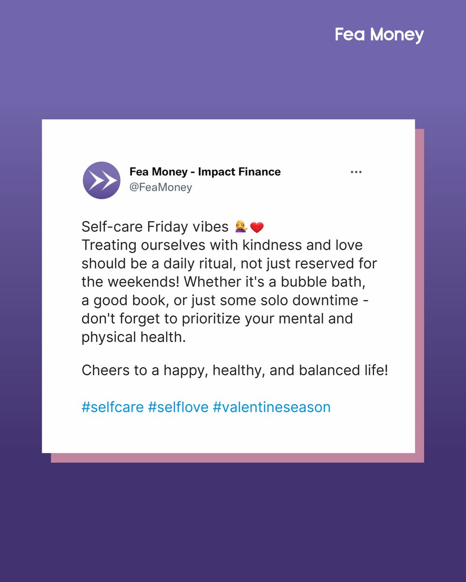 Self-care Friday vibes 💆‍♀️💕

Treating ourselves with kindness and love should be a daily ritual, not just reserved for the weekends! 

Whether it's a bubble bath, a good book, or just some solo downtime - don't forget to prioritize your mental and physical health. 

#selfcare