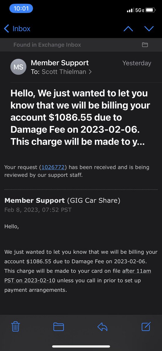 ScottThielman's tweet photo. @GIGCarShare Just back from a technology conference and ran into problems with my tech. Have others had unexpected charges when using GIG? I really enjoy the ability to grab a car and go but my trip to SEA is going to cost me over $1300 due to apparent damage. Bad I”owe”T? https://t.co/OWh1aTZFmK