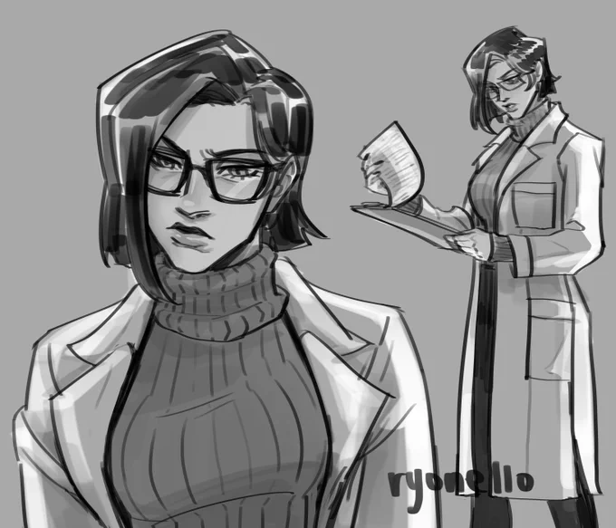 glasses + lab coat viper doodles ...... she is living in my brain rent free 