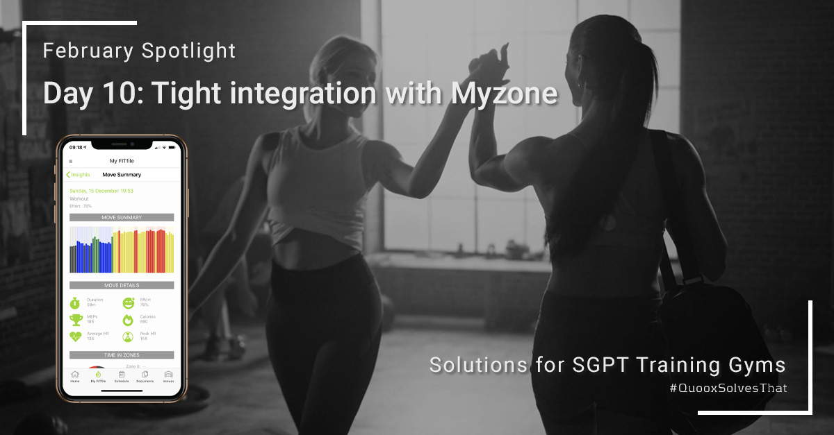 QuooxGMS's tweet photo. Day 10. Quoox Ultimate, the complete SGPT gym management software from Quoox, includes tight integration with Myzone for both facilities and members. Facility owners can easily set up belts, and members can view their workout stats in the Quoox app. #QuooxSolvesThat https://t.co/0pjIBivJOm