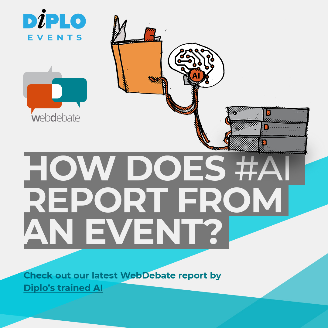 DiplomacyEdu's tweet photo. How does #AI report from an event? Check out our latest #WebDebate report by Diplo’s trained AI, including key points and the names and entities for each speaker!

https://t.co/3K6xugApaV
____
#DiploFoundation https://t.co/V7frhffL8y