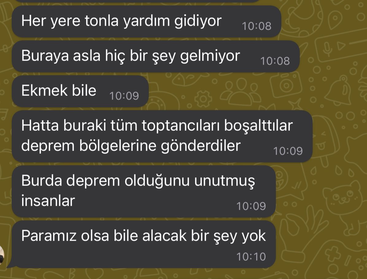 Şanlıurfadan bi arkadaşım yazdı orada da insanlar evlerine giremiyor barınma ısınma yeme içme gibi temel ihtiyaç sorunları var lütfen gereken yerlere iletilmesi için yardımcı olur musunuz. benimle iletişime geçebilirsiniz.
#depremzede #sanlıurfadeprem #YARDIM #AhbapDernegi #AHBAP