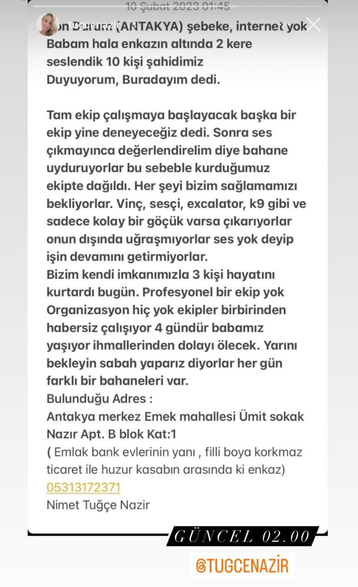 Shaelovi's tweet photo. @ProfDemirtas Arkadasimdan teyitli bilgi.8 saat gecmis ustunden,umarim halen babasi hayattadir. Umarim yardim eden olur. https://t.co/JhHspilfmF