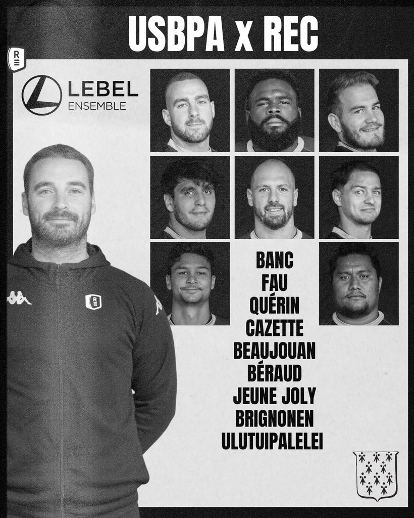 RennesRugby's tweet photo. L’équipe pour affronter l’@USBPA_Rugby 🟣

Les Noir et Blanc défient le 4e du championnat à 19h30, défi bressan. https://t.co/ESD8dihF9W