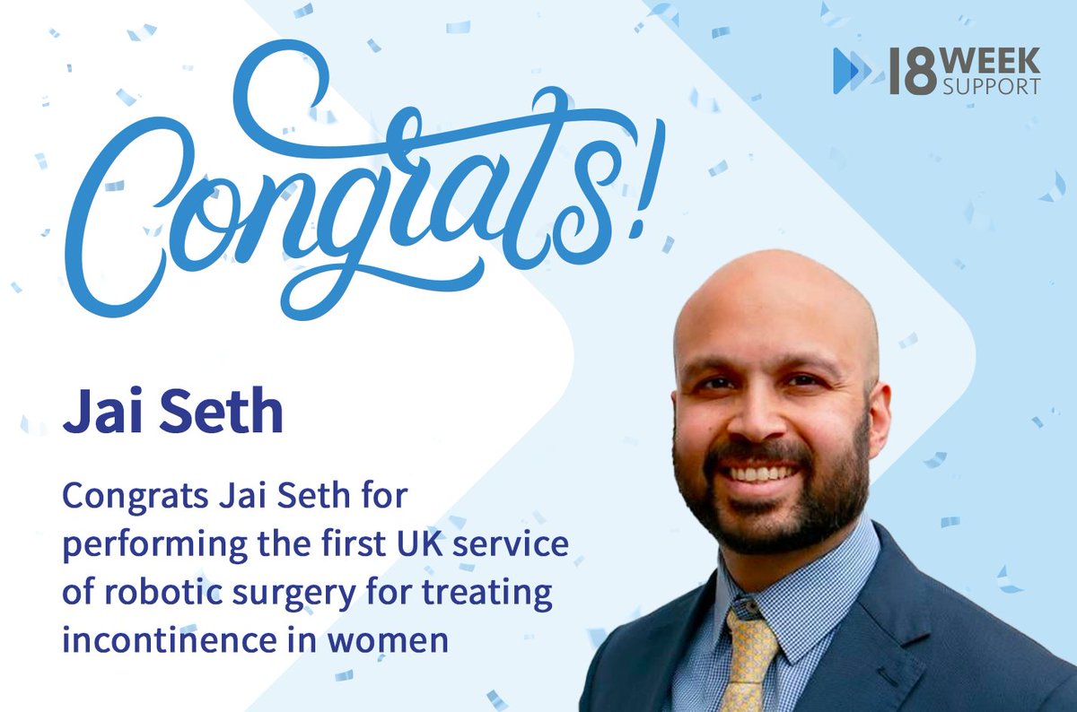 Our very own Clinical Lead for urology here at 18 Week Support, Jai Seth has been involved the first UK service of robotic surgery for treating incontinence in women.

Read more on the current research here: bit.ly/3ljRj77

#roboticsurgery #healthcare #nhs