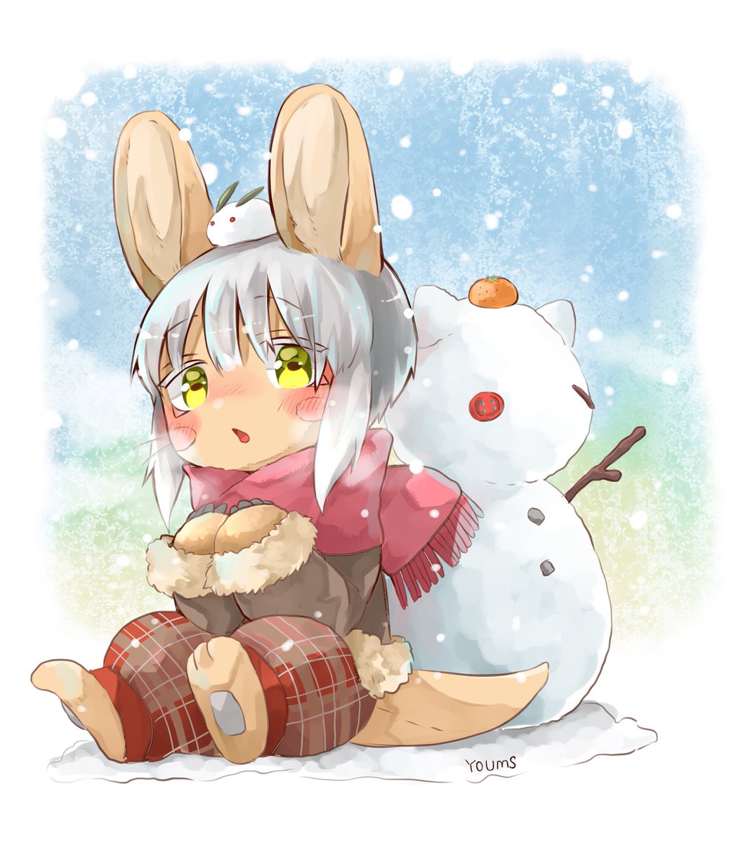 nanachi (made in abyss) 1other scarf furry tail red scarf pants animal ears  illustration images