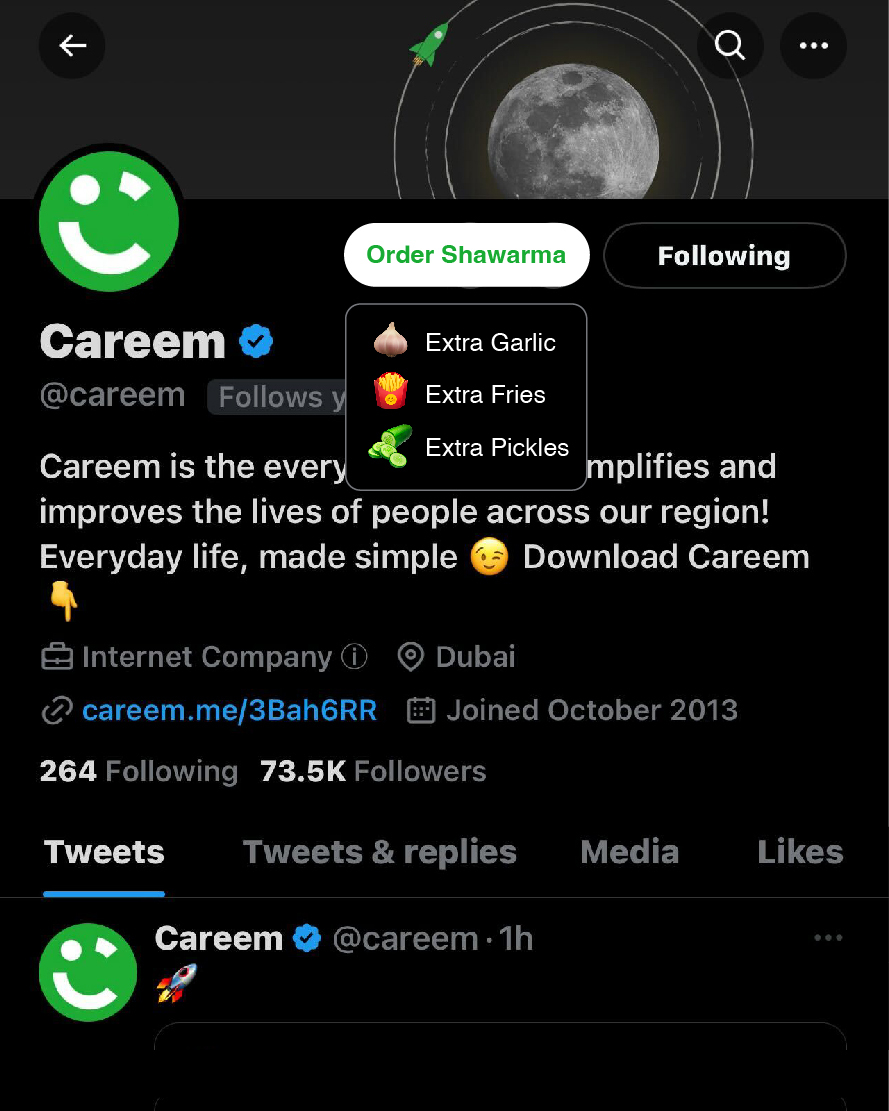 careem's tweet photo. Thank you, Elon. https://t.co/C5c02hjHd0
