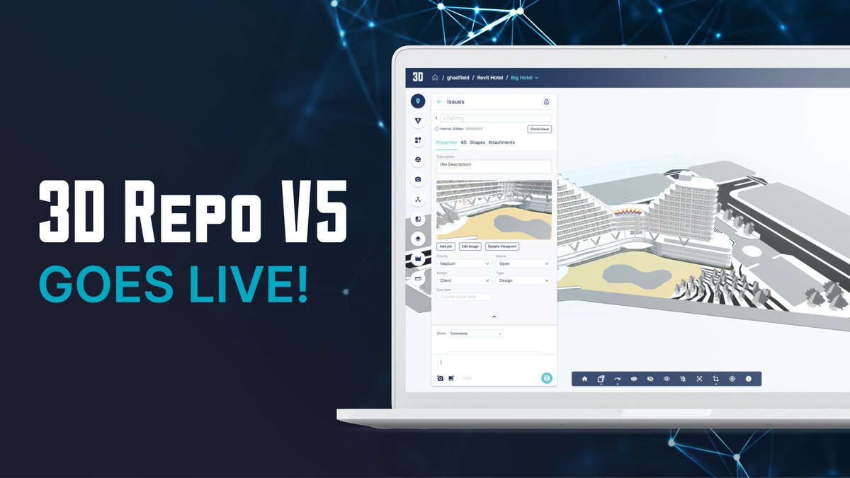 🚨 V5 Goes Live! 🚨 We're proud to announce the latest &amp; greatest release of 3drepo.io is here! 
Take your #BIM projects to the next level with exciting new features &amp; enhancements. Ready to get started? Learn more about V5 here: bit.ly/3YD83V3