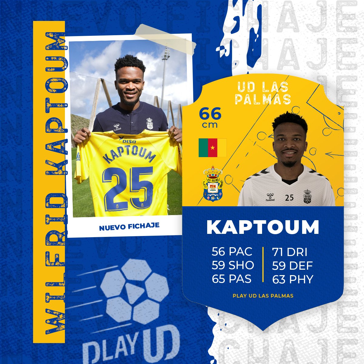 UD Las Palmas (@udlp_oficial) on Twitter photo ⚽️ 𝗪𝗜𝗟𝗙𝗥𝗜𝗗 𝗞𝗔𝗣𝗧𝗢𝗨𝗠
Conoce más sobre nuestro nuevo jugador y todo el equipo en PLAY UD, la plataforma audiovisual de la UD Las Palmas. Accede a todo nuestro contenido exclusivo por solo 0,99€/mes o 9,99€ al año.
#PlayUD #ContenidoExclusivo | <a href="/Kaptoum5/">Wilfrid Kaptoum</a> ⚽️ 𝗪𝗜𝗟𝗙𝗥𝗜𝗗 𝗞𝗔𝗣𝗧𝗢𝗨𝗠
Conoce más sobre nuestro nuevo jugador y todo el equipo en PLAY UD, la plataforma audiovisual de la UD Las Palmas. Accede a todo nuestro contenido exclusivo por solo 0,99€/mes o 9,99€ al año.
#PlayUD #ContenidoExclusivo | <a href="/Kaptoum5/">Wilfrid Kaptoum</a>