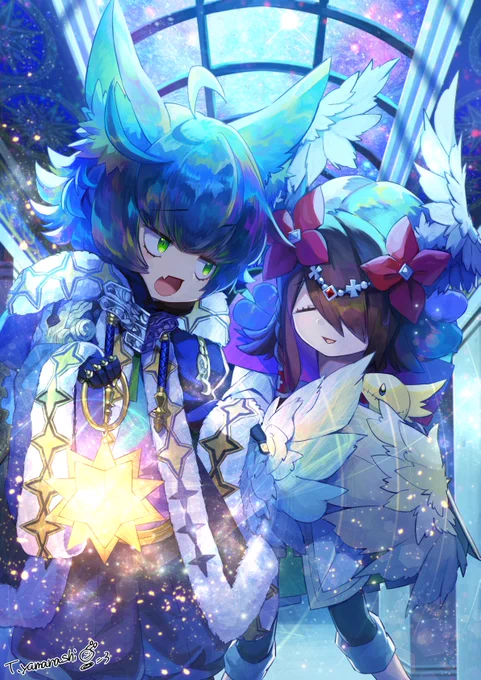 私と言ったら青い絵って言っていただけることあるので青い創作絵もいくつか! 