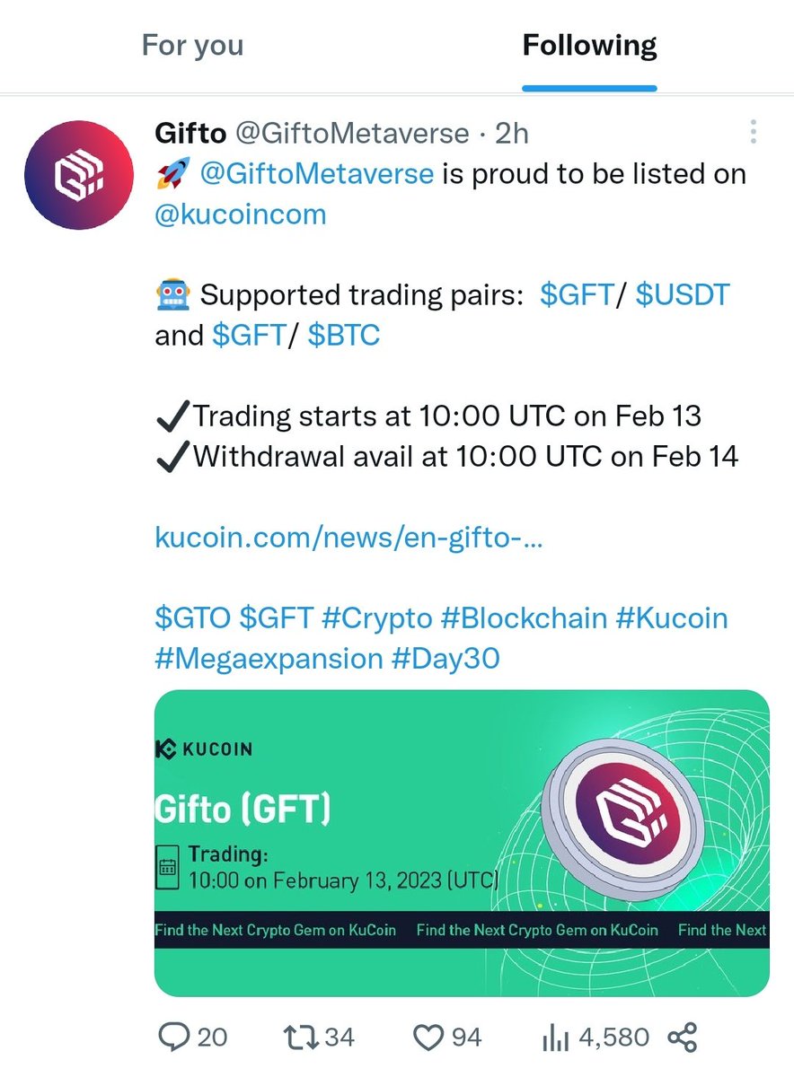 mdilyasss's tweet photo. @sumitkapoor16, $GFT listing on kucoin, can it reach 1$ in coming months https://t.co/J9c0OO2Shf