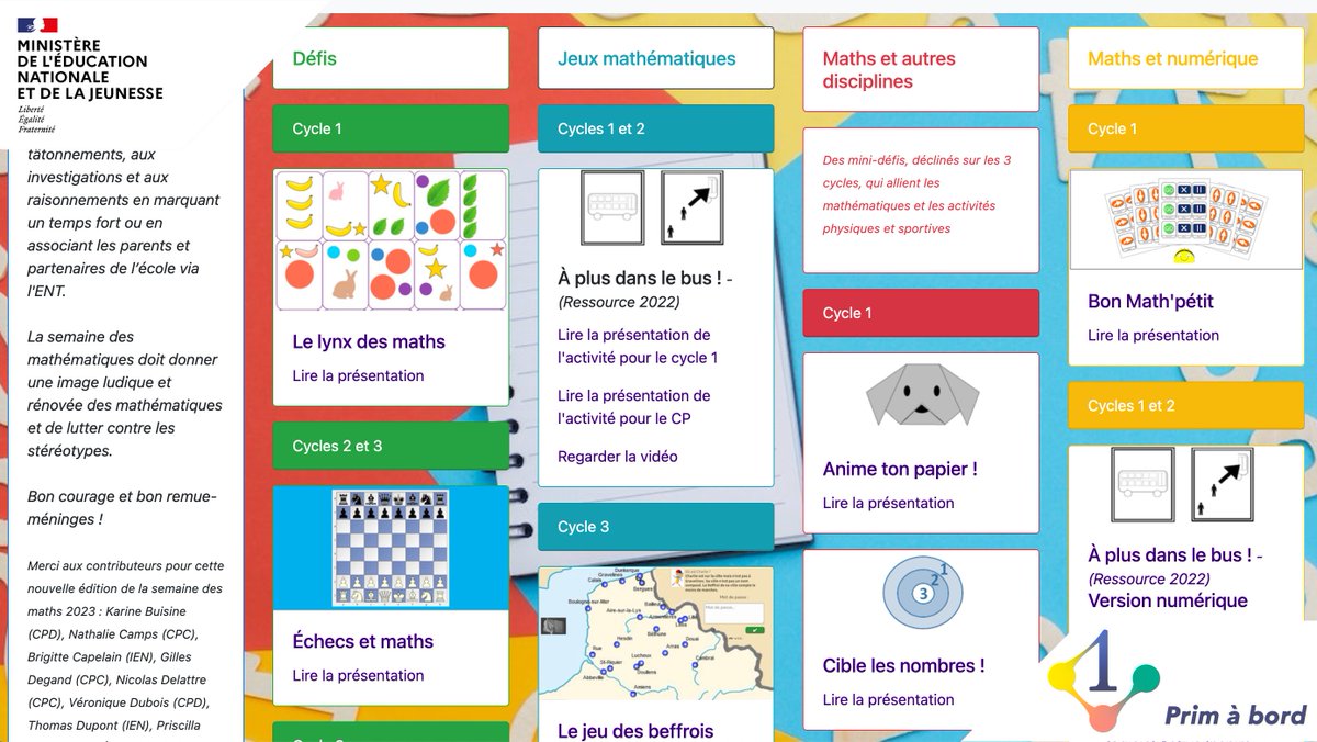 prim_edu_num's tweet photo. Cycles 1⃣, 2⃣ et 3⃣ | Enseigner | #Mathématiques

📌 Vivre la semaine des mathématiques 2023 #SDM2023

▶️ https://t.co/ExrmwMM0WN

✅ Un mini-site de la mission mathématiques 59
✅ Des ressources pour aborder de façon ludique, concrète et motivante les mathématiques https://t.co/Cy1DORIprd