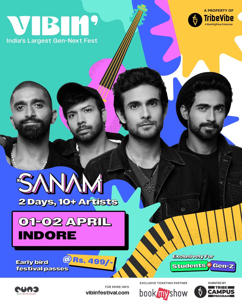 Sanam_Official's tweet photo. Catch us live at #VibinFestival #ImVibin 

Ticketing link: https://t.co/ohAvx2g6xu

@vibinfestival, @tribevibelive, @bookmyshow

BOOK YOUR TICKETS NOW! https://t.co/1qh5sEagaB