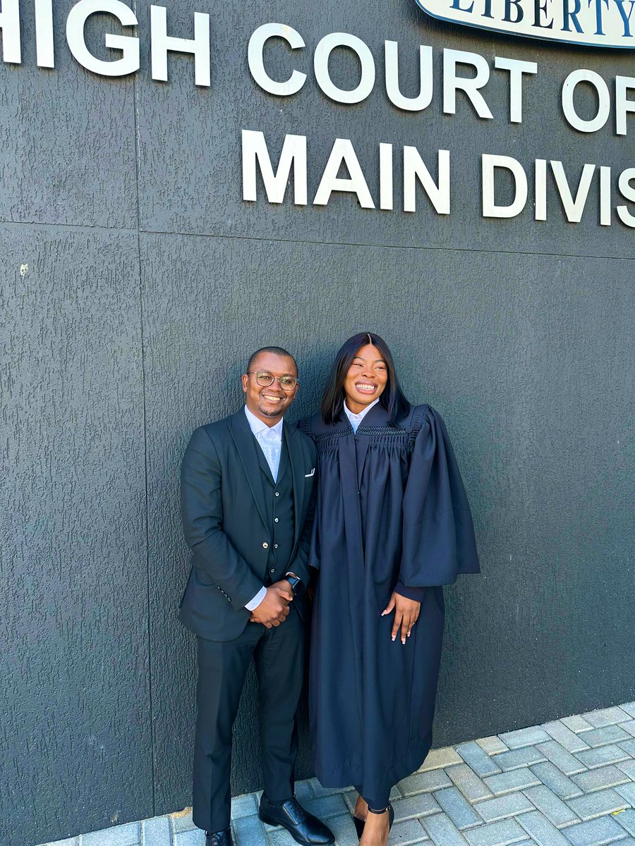 Today our Mr. Mhata moved the admission application for Emmanuella Omoregie.She is now an admitted legal practitioner of the High Court of Namibia.Emma was our first candidate Legal practitioner. We have now produced a lawyer. Wishing her the very best for the future🙏🏾 #NMLP⚖️