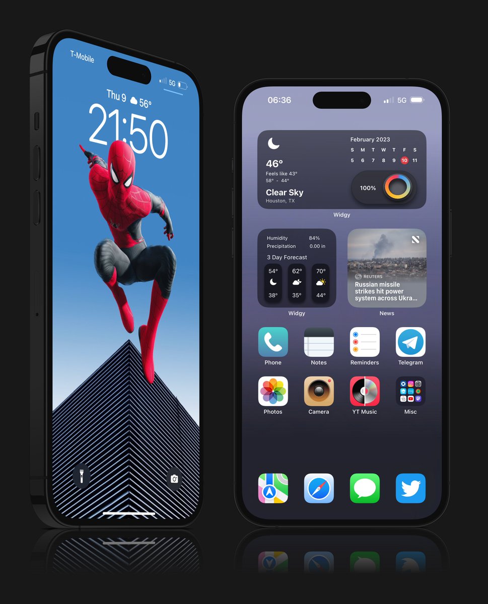 Kothuq's tweet photo. Friday’s setup
HS Wallpaper, Widgy and icons by Me
Credits where due on LS wall. All edits by Me
Mock-up @screenshot_pro
#iOS162 #ios163 #iOS16Homescreen #ios16lockscreen #ios16wallpaper #wallpaper #Widgy #iPhone14ProMax https://t.co/WWyJqwOD1o