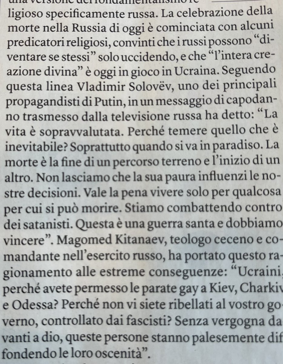 riccardinouk's tweet photo. La morte come soluzione di tutto. Questa è la Russia. Abbiamo l’obbligo di perseguire la pace, ma farlo in modo negoziale al cospetto di questo pensiero dominante, temo sia un’impresa disperata #UcraniaRussia #guerra @Internazionale #pace #religione #solovev #Putin https://t.co/ccxUv7N2P0