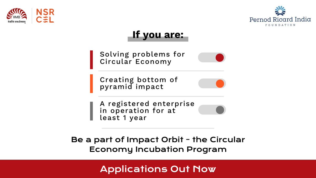 Does this post describe your venture? Then what are you waiting for? 

#startup #NSRCEL #IIMB #circulareconomy #sustainability #India #entrepreneurship #founders #greentech #inclusive #bottomofpyramid #climate #informalsector #economy #ecofriendly #environment